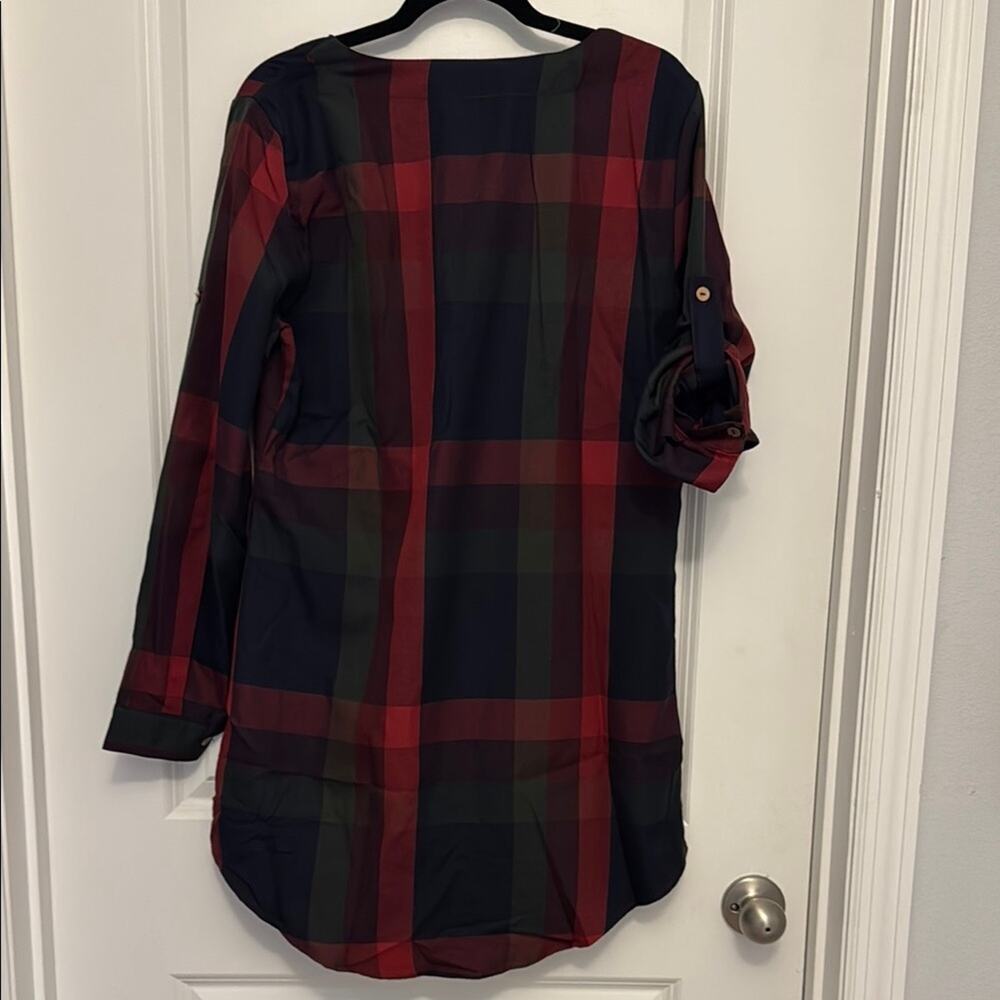 Cupshe Plaid Long Sleeve dress with adjustable sleeves NWOT - Picture 3 of 4